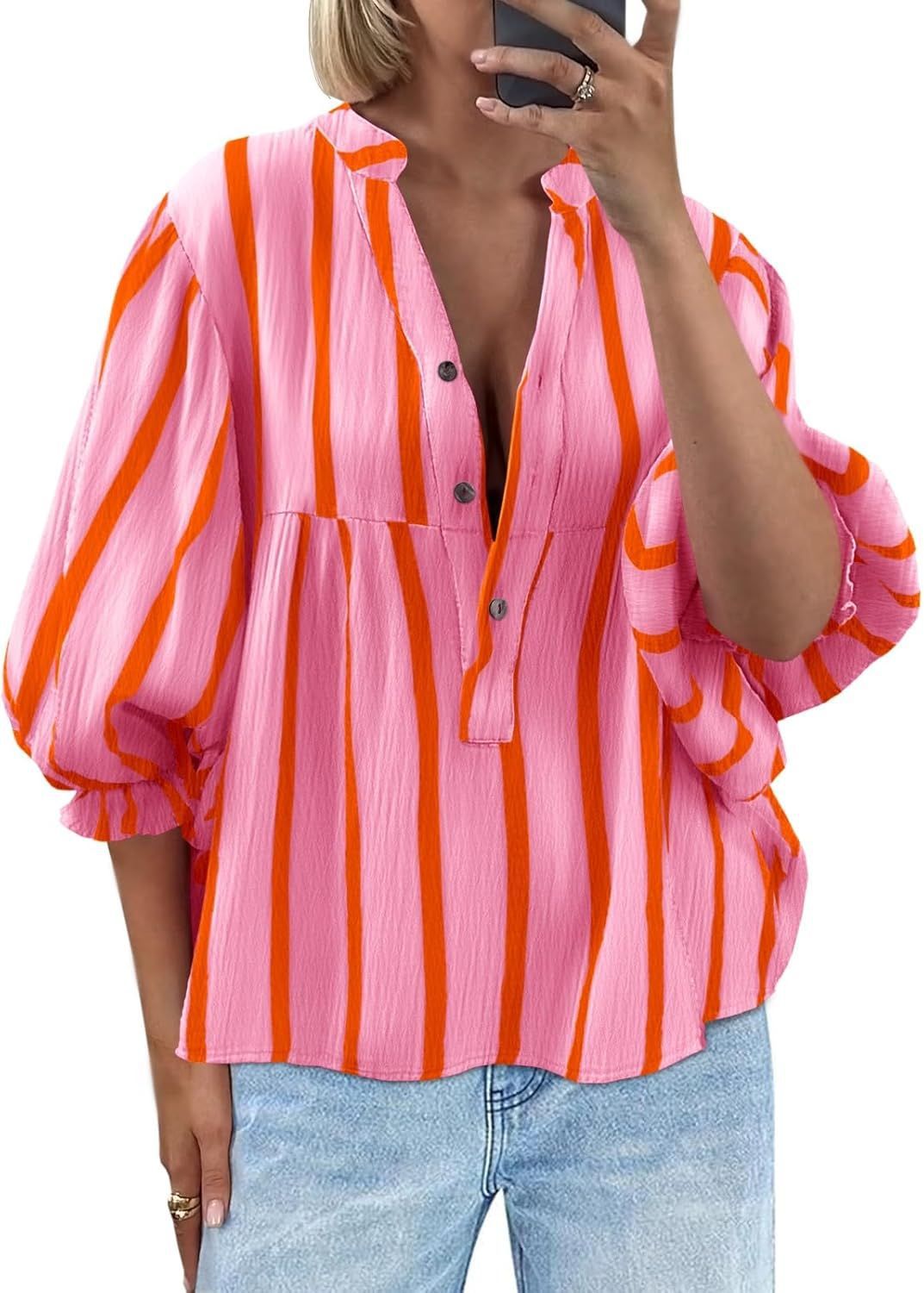 Chemisier rayé à manches larges pour femme - Elena
