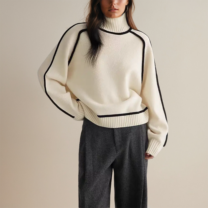 Pull femme à col montant et manches larges - Sigruna
