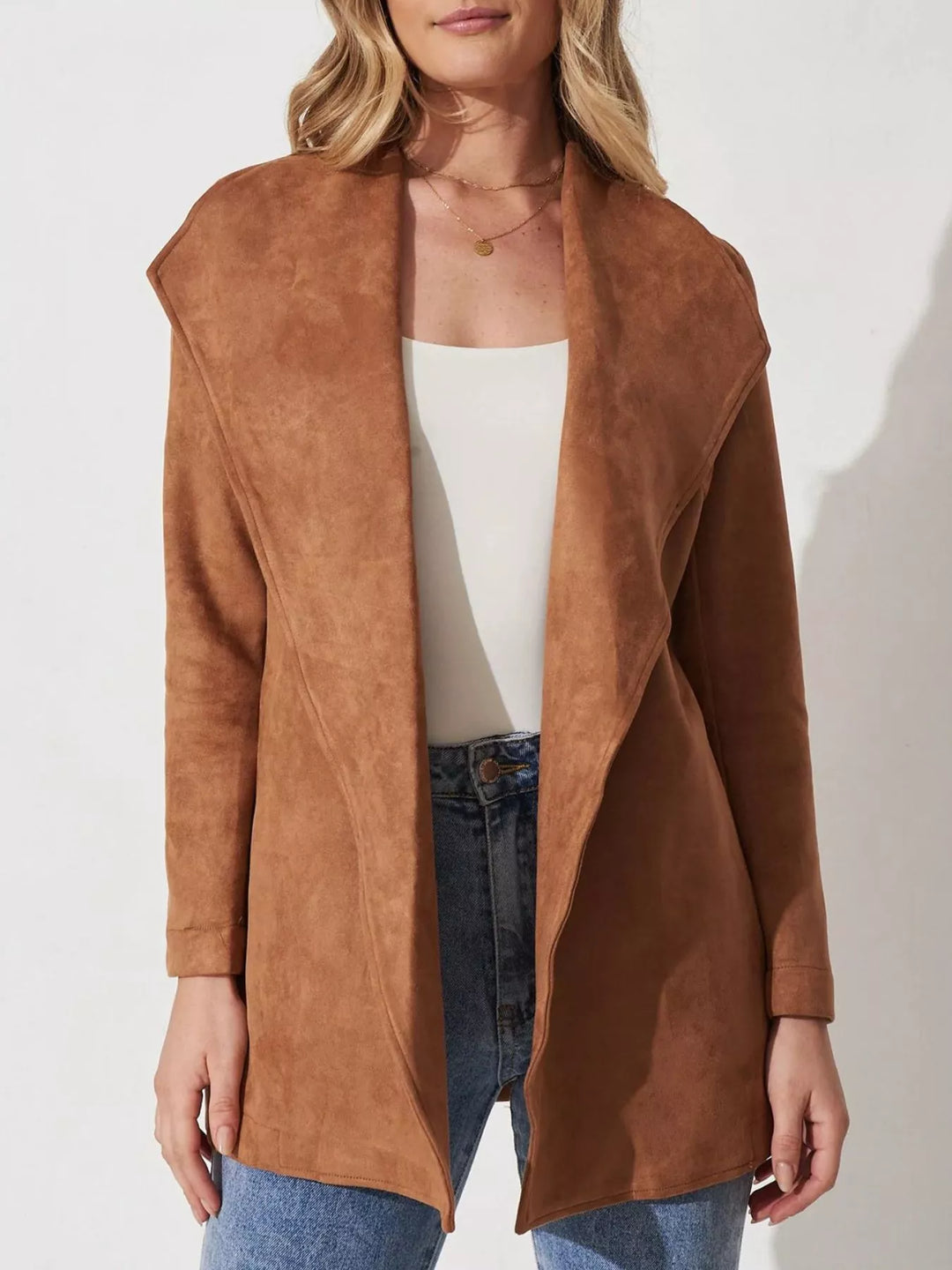 Veste en daim souple à col large - Celinne