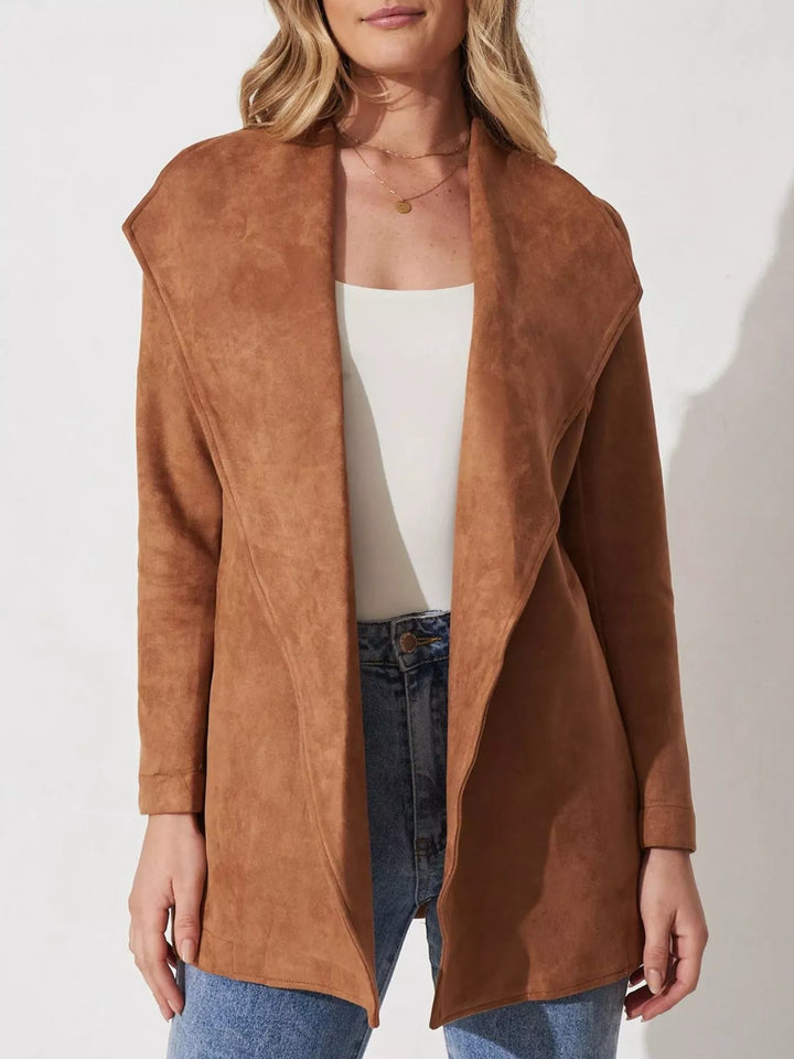 Veste en daim souple à col large - Celinne