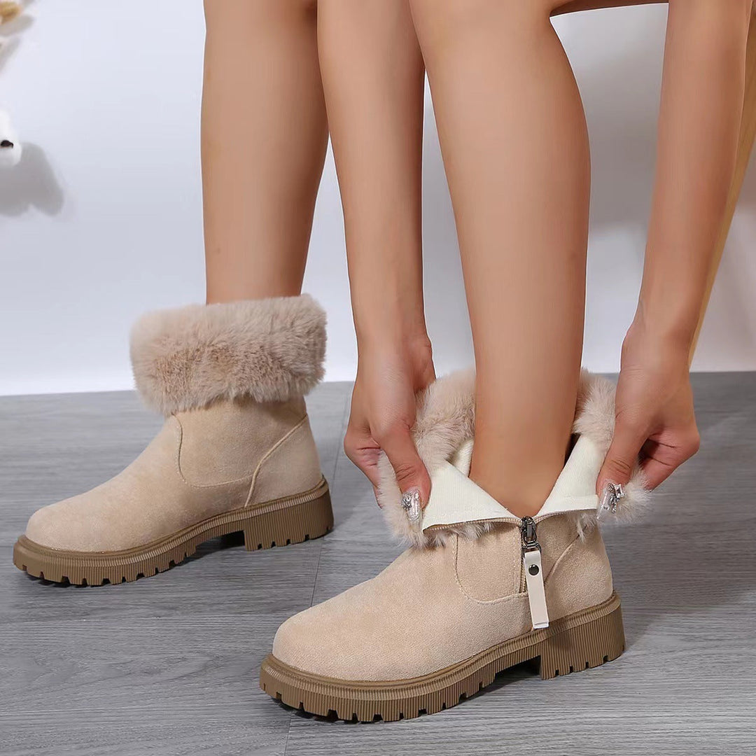 Bottines d'hiver pour femmes avec bordures en peluche - Elinea