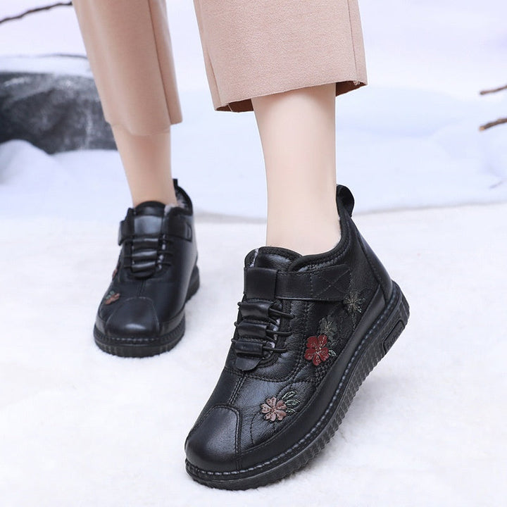 Chaussures orthopédiques d'hiver pour femmes avec broderie - Indigo