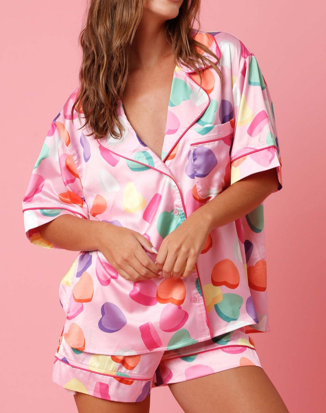 Ensemble pyjama femme en satin avec chemise et short - Varelia