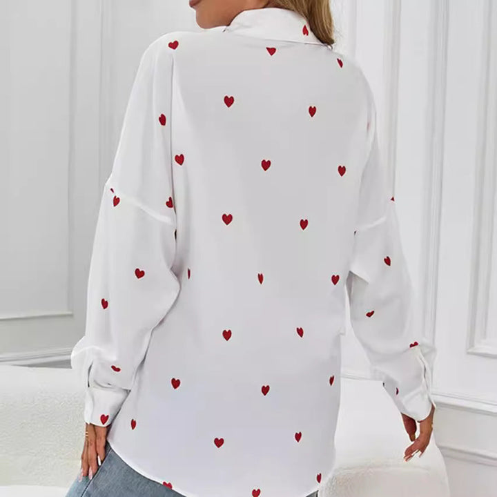 Chemisier femme à imprimé cœur coupe droite - Tiril