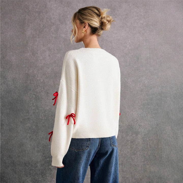 Pull tricoté pour femmes avec nœud graphique - Brynja