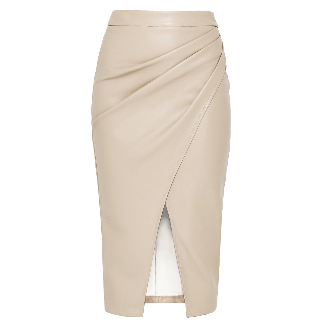 Robe midi en cuir avec drapé latéral - Reese