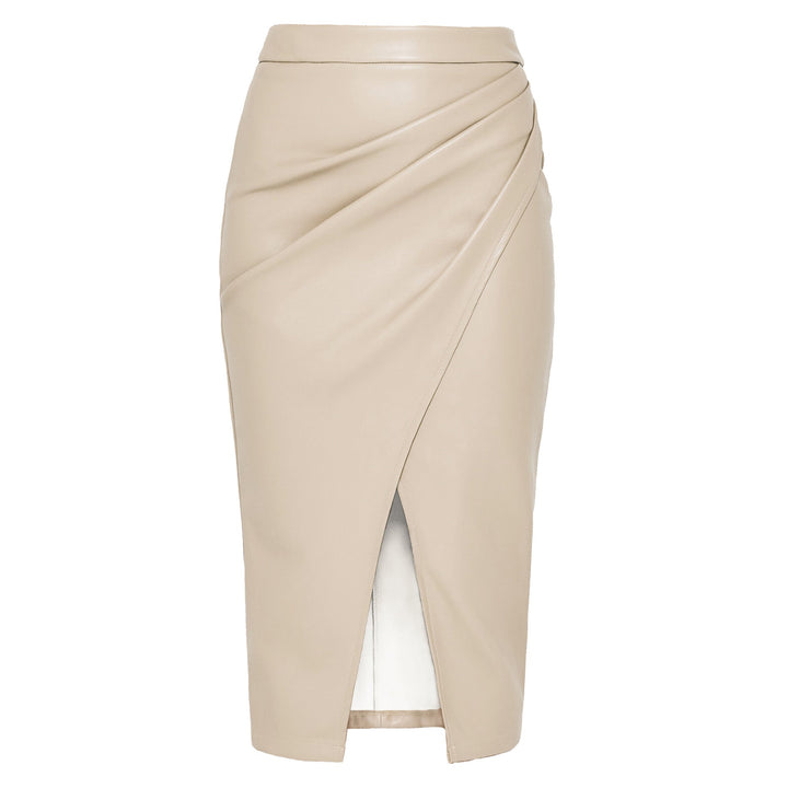 Robe midi en cuir avec drapé latéral - Reese
