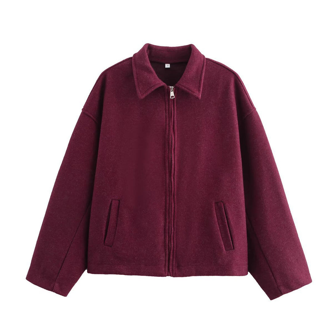 Veste courte en laine avec fermeture éclair pour femmes - Sonia