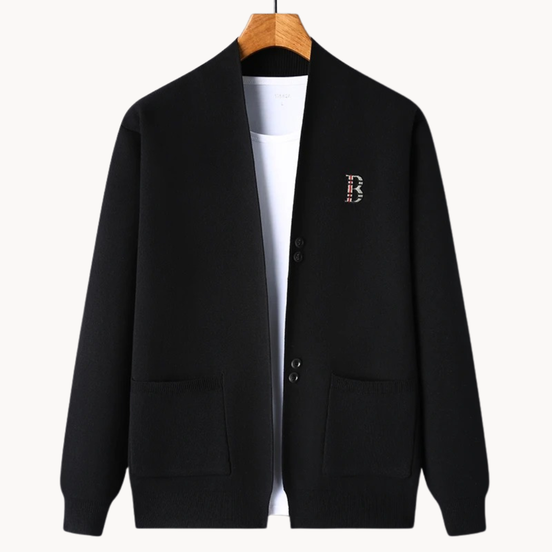 Cardigan homme à coupe droite et col rond - Einar