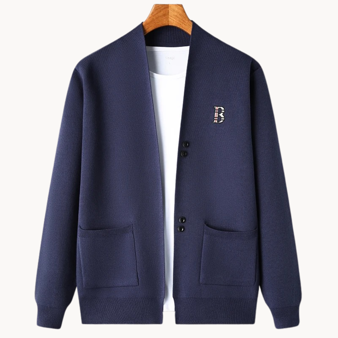 Cardigan homme à coupe droite et col rond - Einar