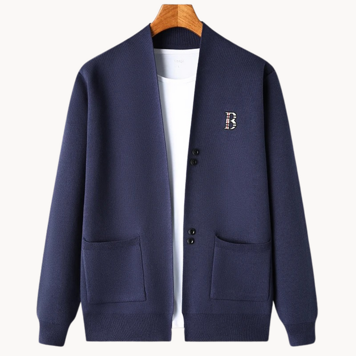 Cardigan homme à coupe droite et col rond - Einar
