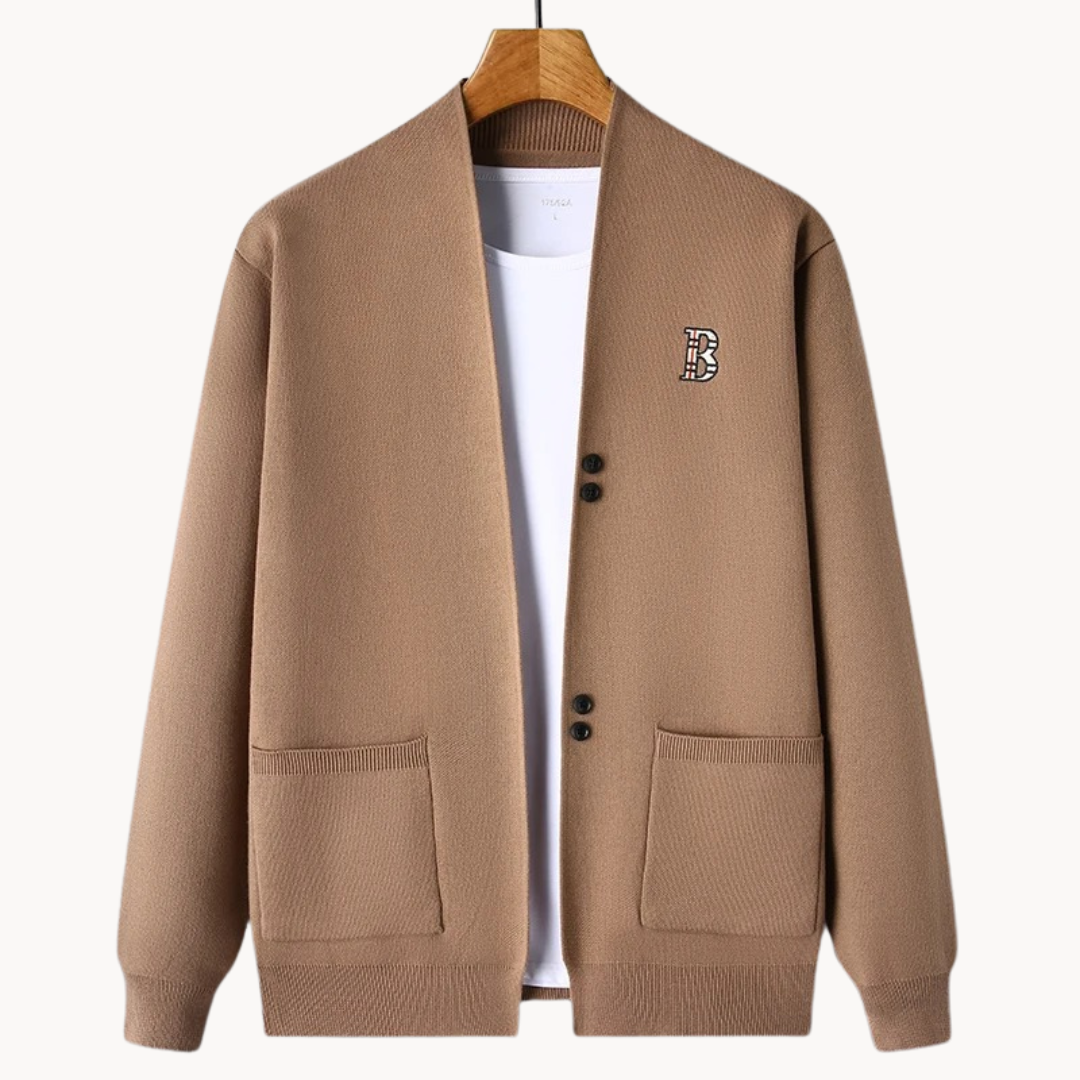 Cardigan homme à coupe droite et col rond - Einar