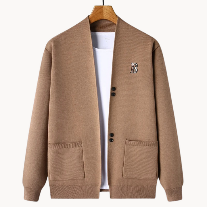 Cardigan homme à coupe droite et col rond - Einar