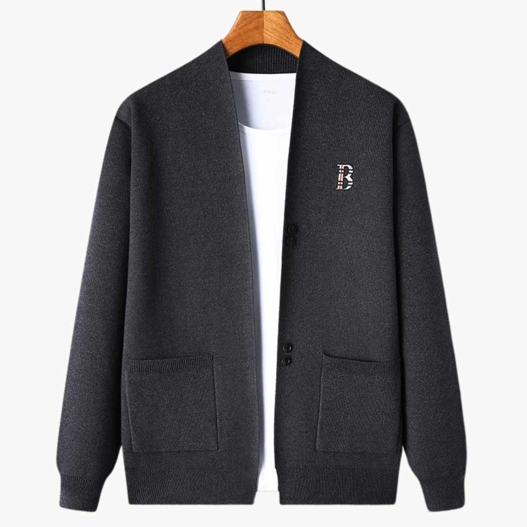 Cardigan homme à coupe droite et col rond - Einar