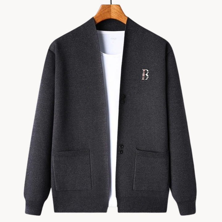 Cardigan homme à coupe droite et col rond - Einar