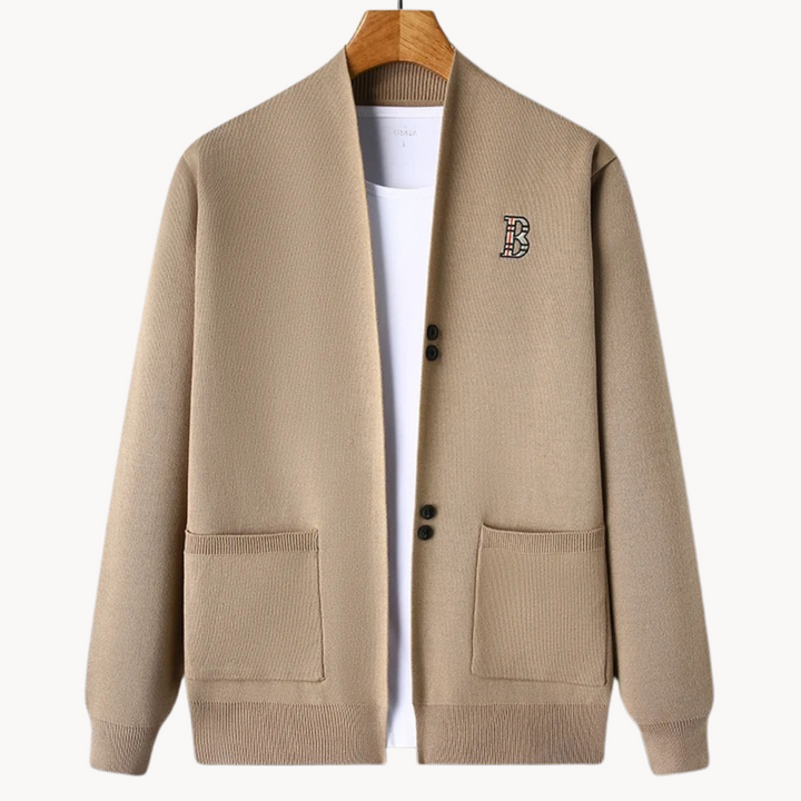 Cardigan homme à coupe droite et col rond - Einar