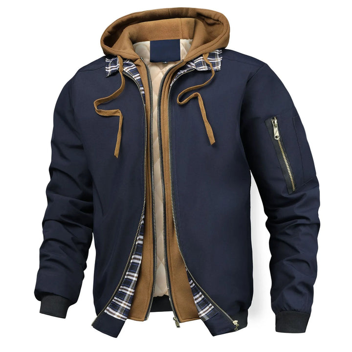 Blouson bomber matelassé homme style urbain capuche superposée - Damián