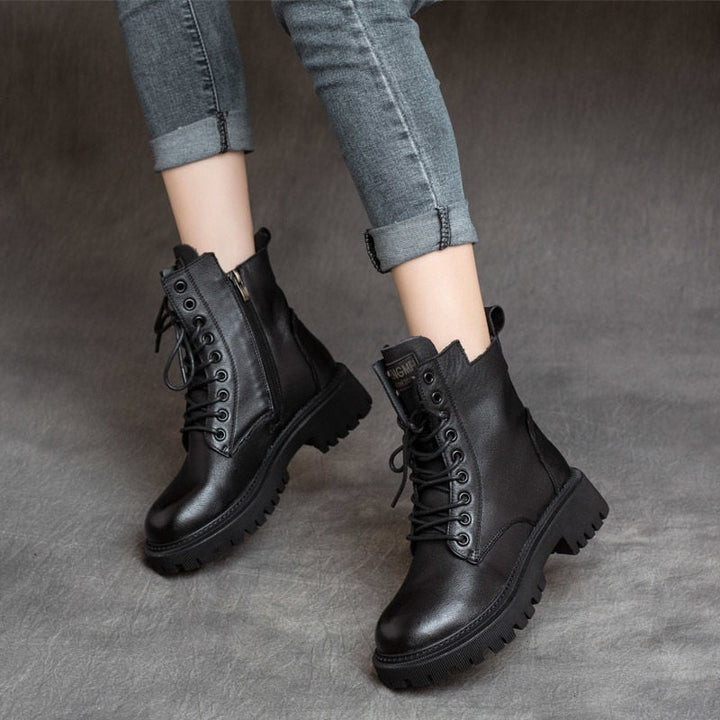 Bottines en cuir structuré pour femmes - Kaerine