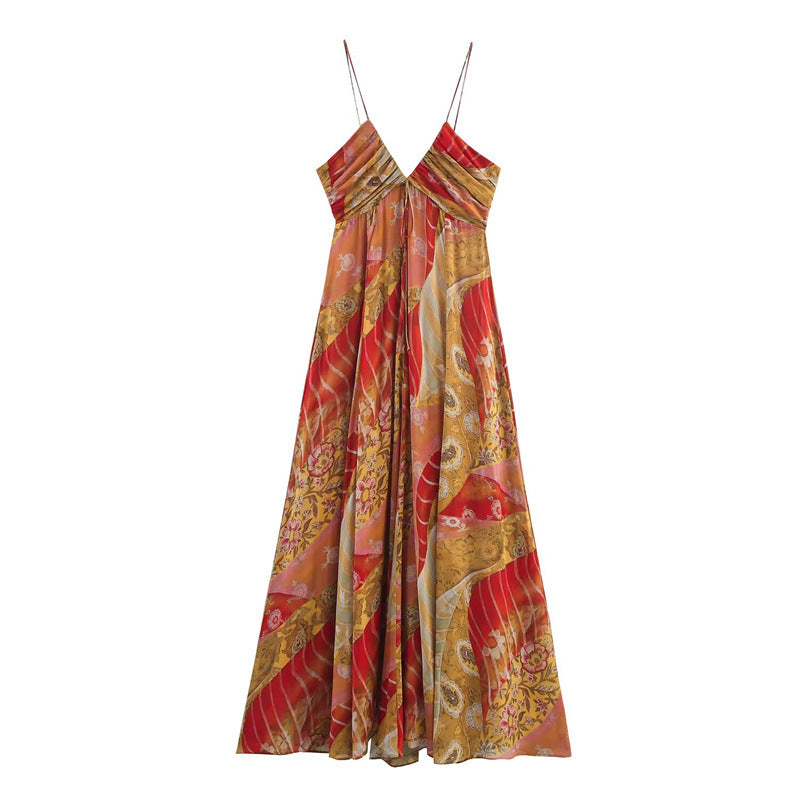 Robe longue à fines bretelles et décolleté en V pour femme - Ragnhild