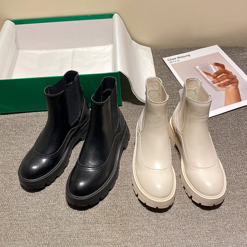 Bottines pour femmes en cuir avec élastique latéral - Gamblin