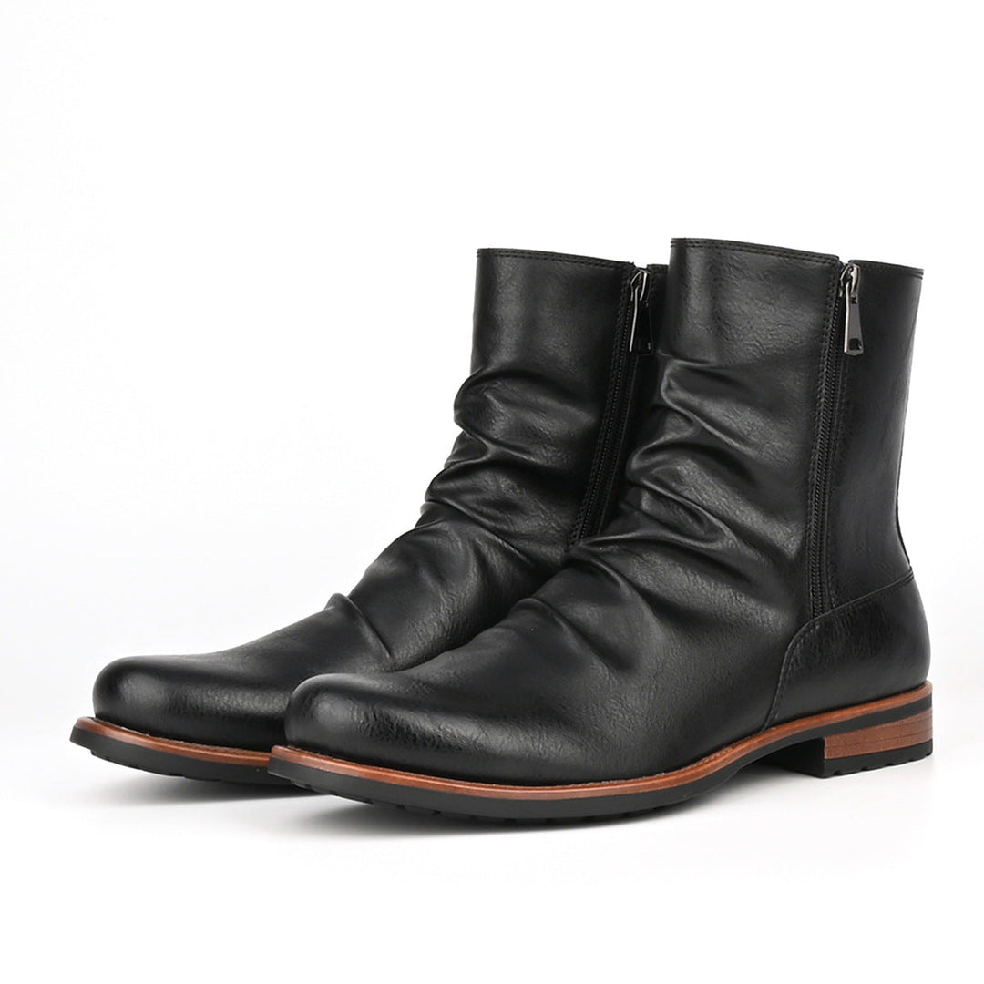 Bottes en cuir pour hommes avec fermeture éclair latérale et semelle basse - Halvor