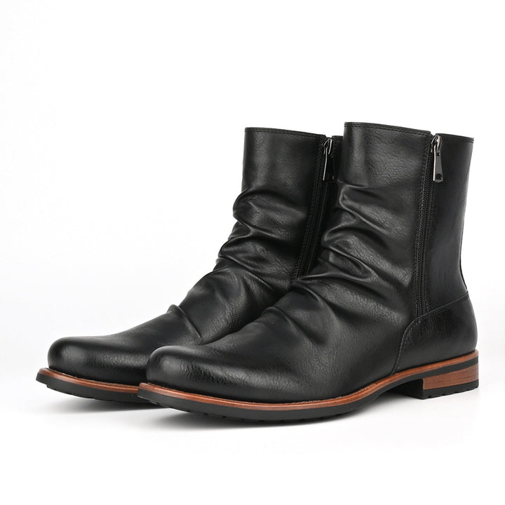 Bottes en cuir pour hommes avec fermeture éclair latérale et semelle basse - Halvor