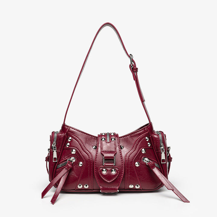 Sac à bandoulière pour femmes avec clous métalliques et poches zippées