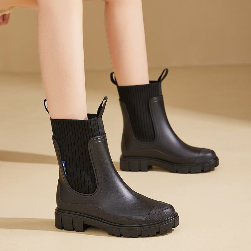 Bottes de pluie imperméables pour femmes avec semelles surélevées fonctionnelles - Elske