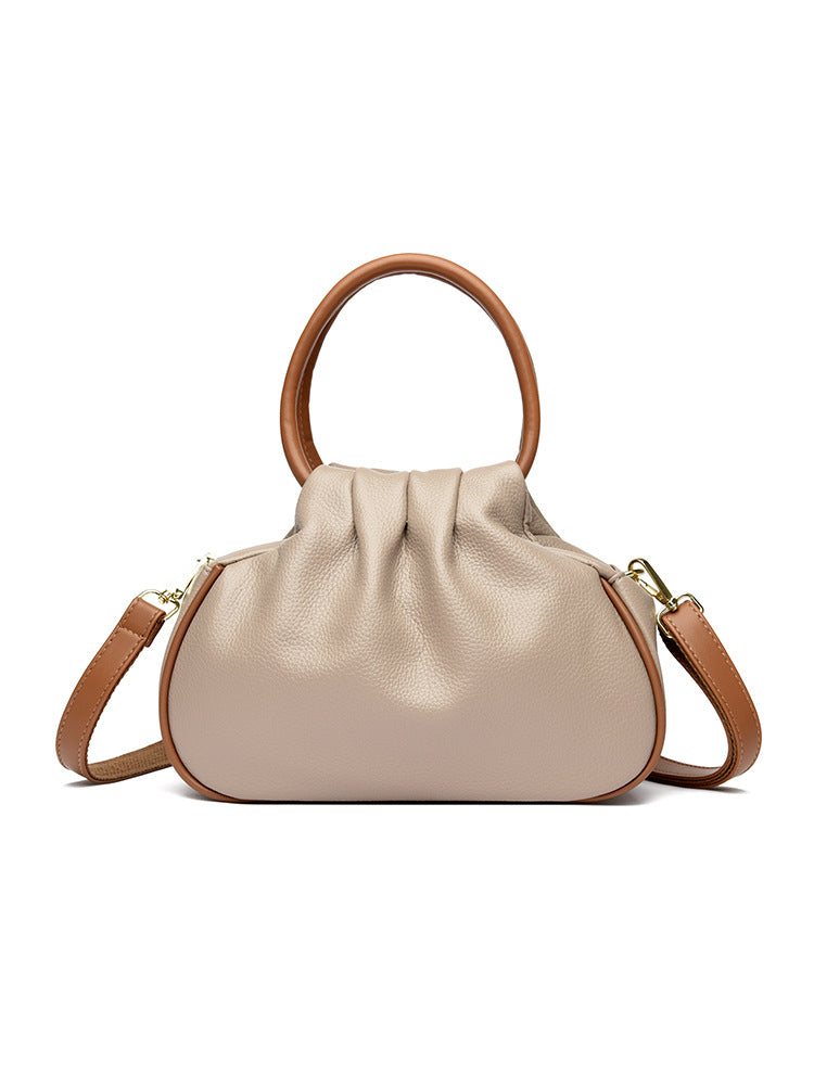 Sac à bandoulière pour femme avec plis et poignées rondes rigides