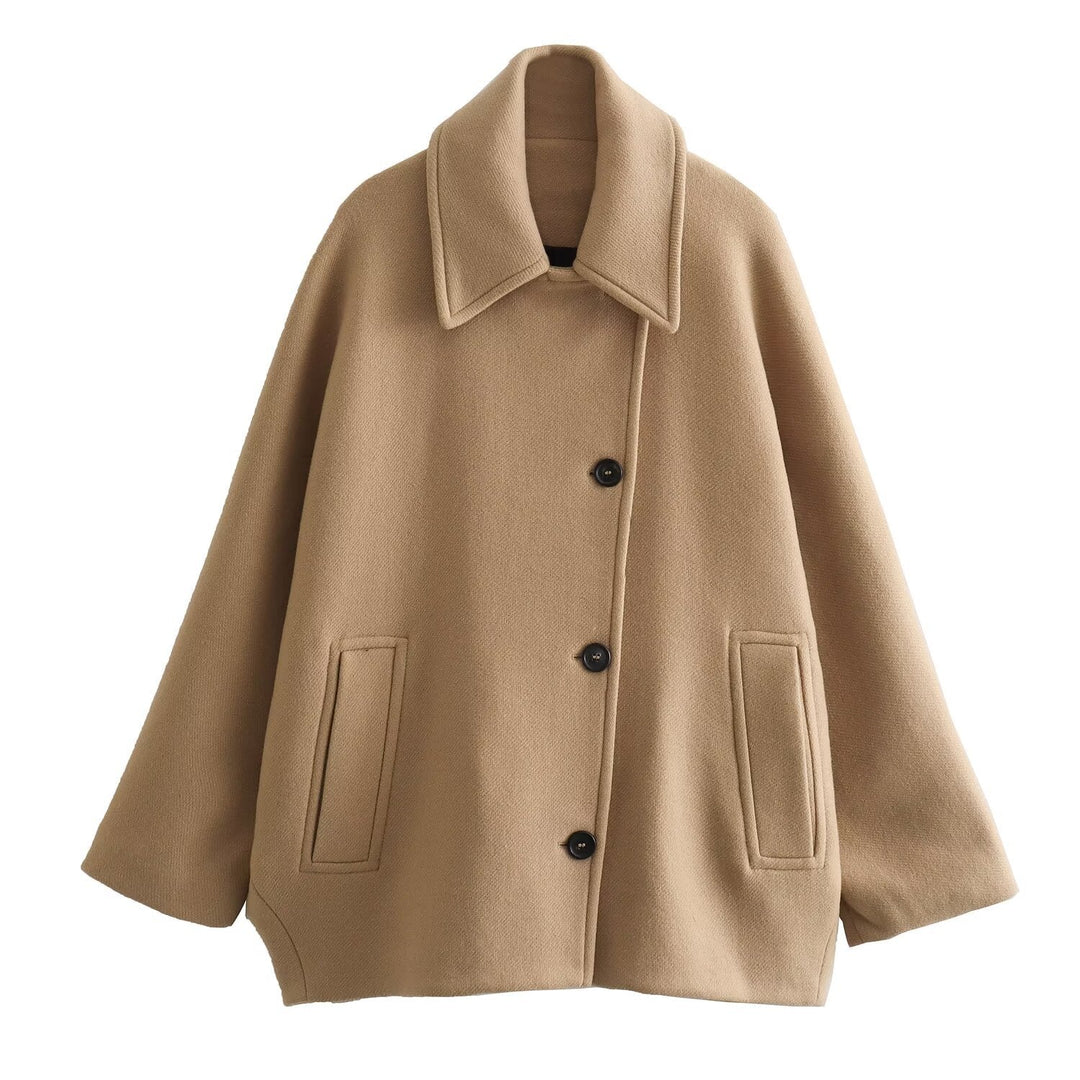 Manteau court en laine avec col polo - Noelle