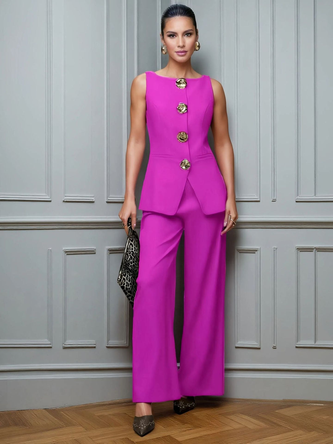 Ensemble sans manches et pantalon large pour femme - Elira