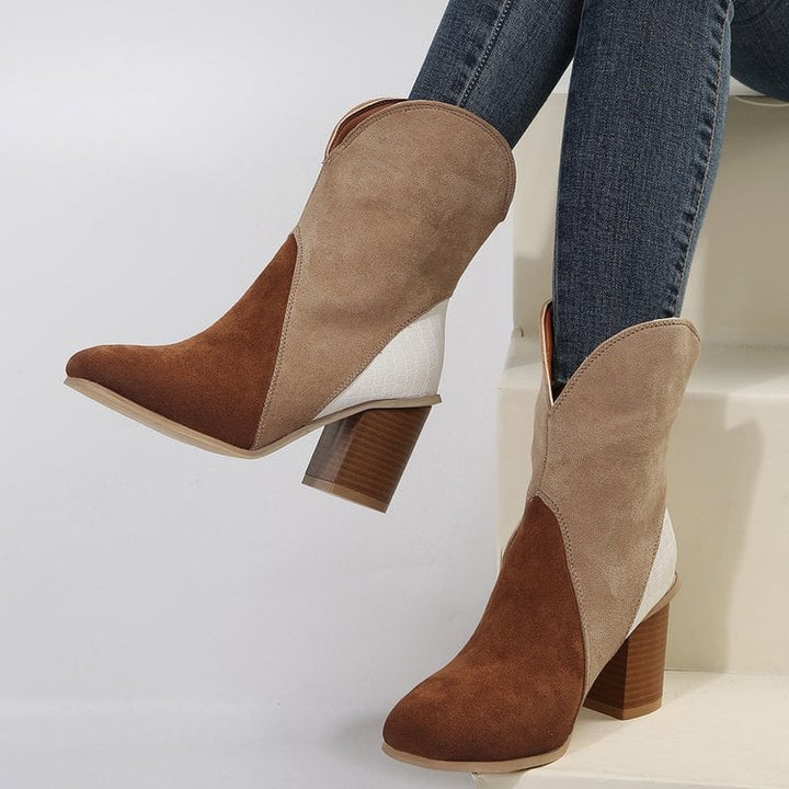 Bottines en daim à talon carré pour femmes - Norine