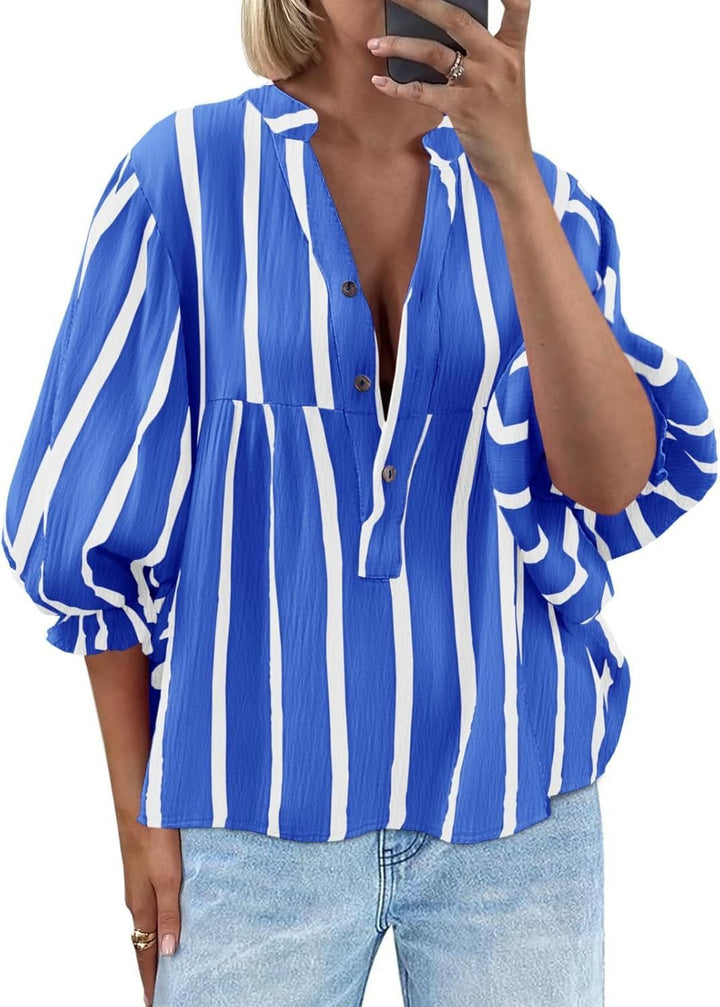 Chemisier rayé à manches larges pour femme - Elena