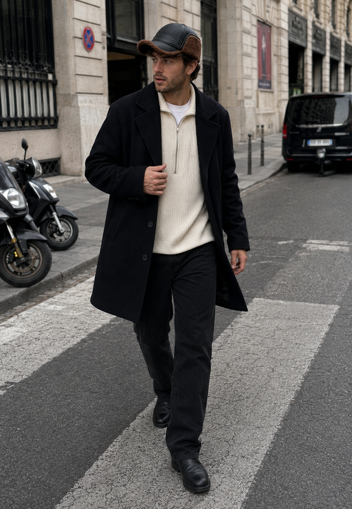 Casquette pour homme effet cuir avec oreillettes effet polaire - Mauro