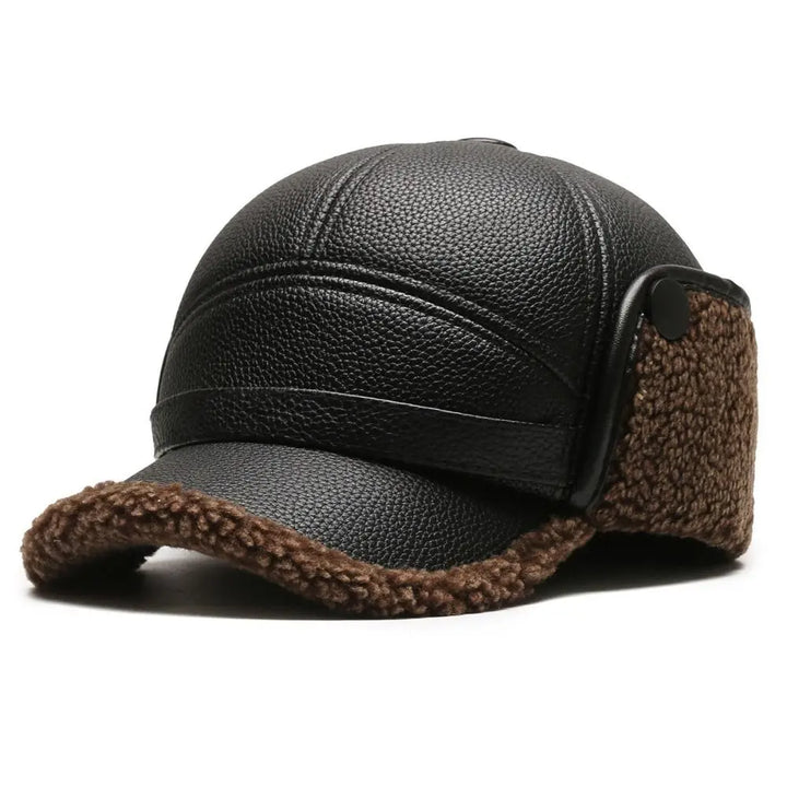 Casquette pour homme effet cuir avec oreillettes effet polaire - Mauro