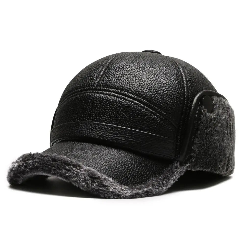 Casquette pour homme effet cuir avec oreillettes effet polaire - Mauro