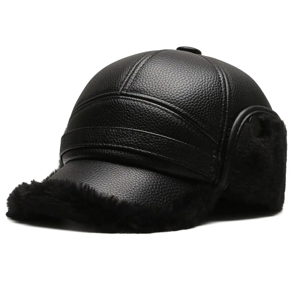Casquette pour homme effet cuir avec oreillettes effet polaire - Mauro