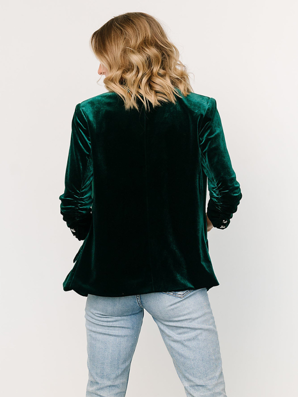 Fyna -  Blazer Femme en Velours avec Revers et Poches