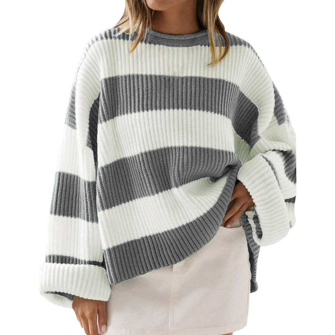 Pull oversize en maille côtelée à larges rayures - Eleanor