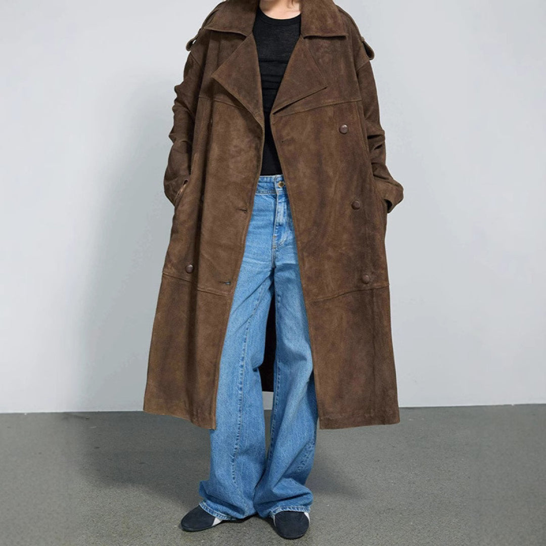Manteau long en daim marron - Enna