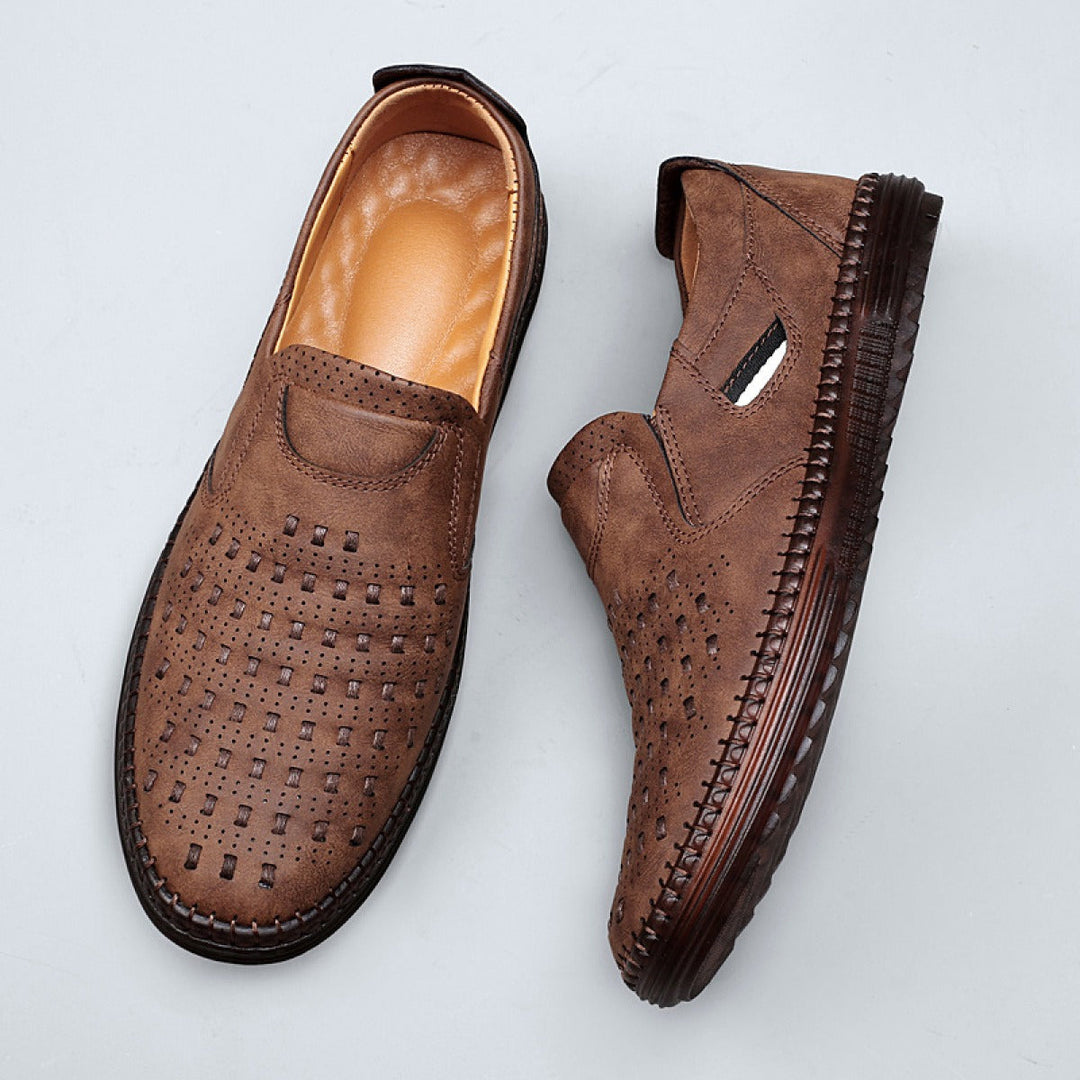 Chaussures à enfiler en cuir perforé pour hommes - Dalton