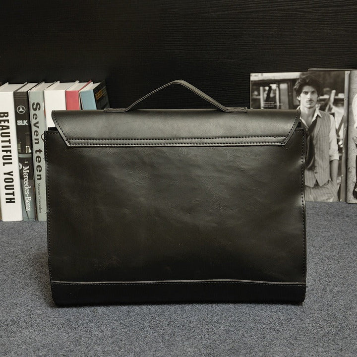 Porte-documents pour homme en cuir synthétique avec boucles de style vintage - Adrien