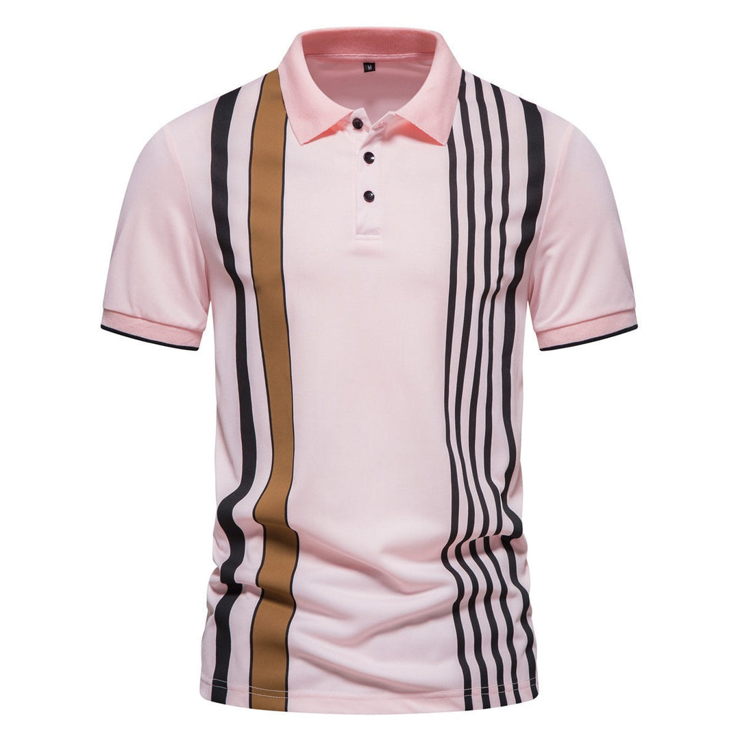 Polo homme en coton avec imprimé de lignes verticales - Matteo