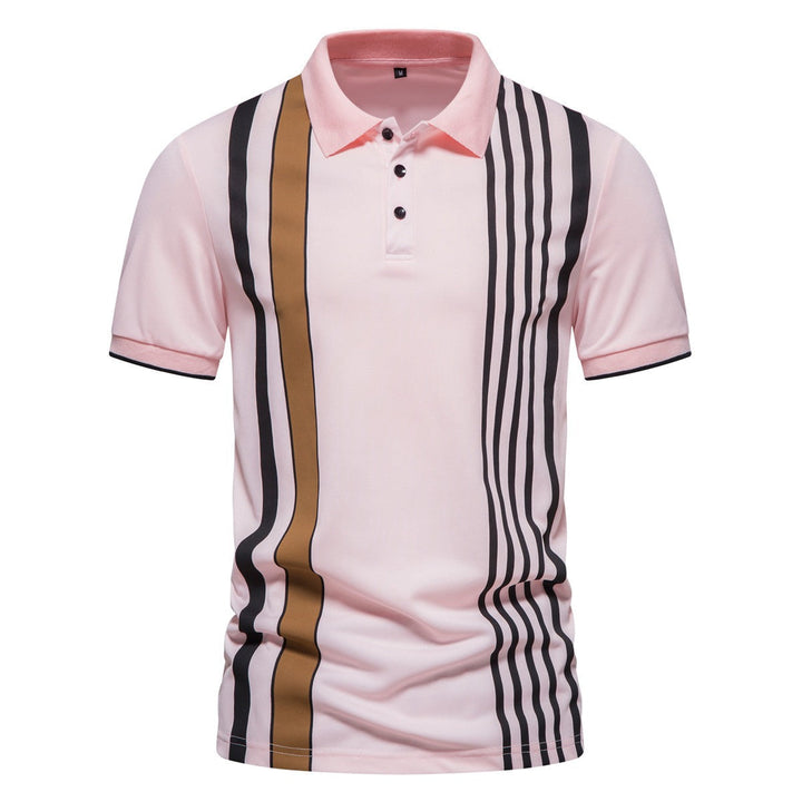Polo homme en coton avec imprimé de lignes verticales - Matteo
