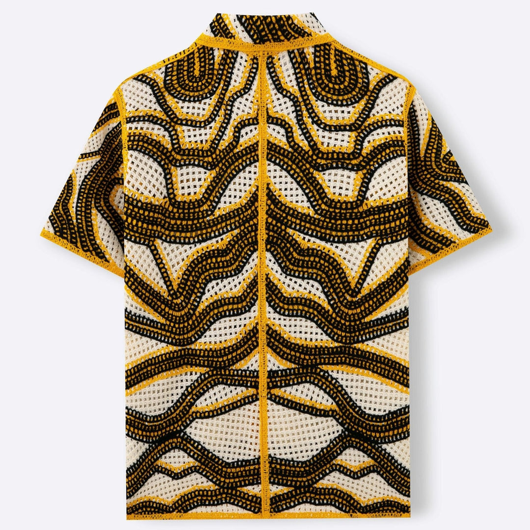 Chemise en crochet brodé pour hommes, style rétro - Malik
