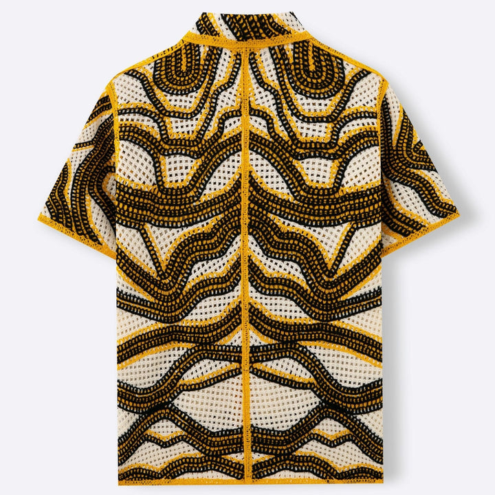 Chemise en crochet brodé pour hommes, style rétro - Malik