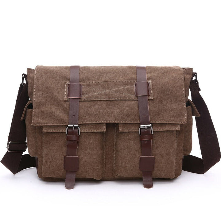 Sac à bandoulière en toile pour homme avec bretelles en cuir de style vintage - Sébastien