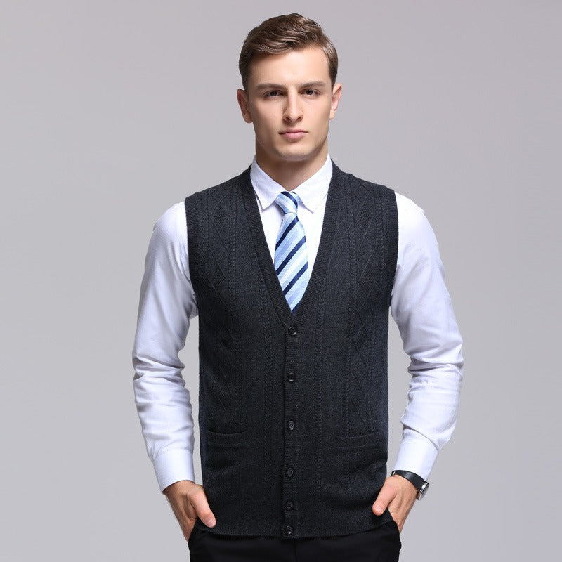 Gilet sans manches à côtes pour hommes, style formel - Edgar