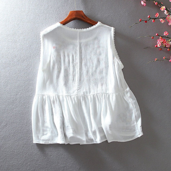 Blouse sans manches brodée de fleurs de Bohème - Alondra