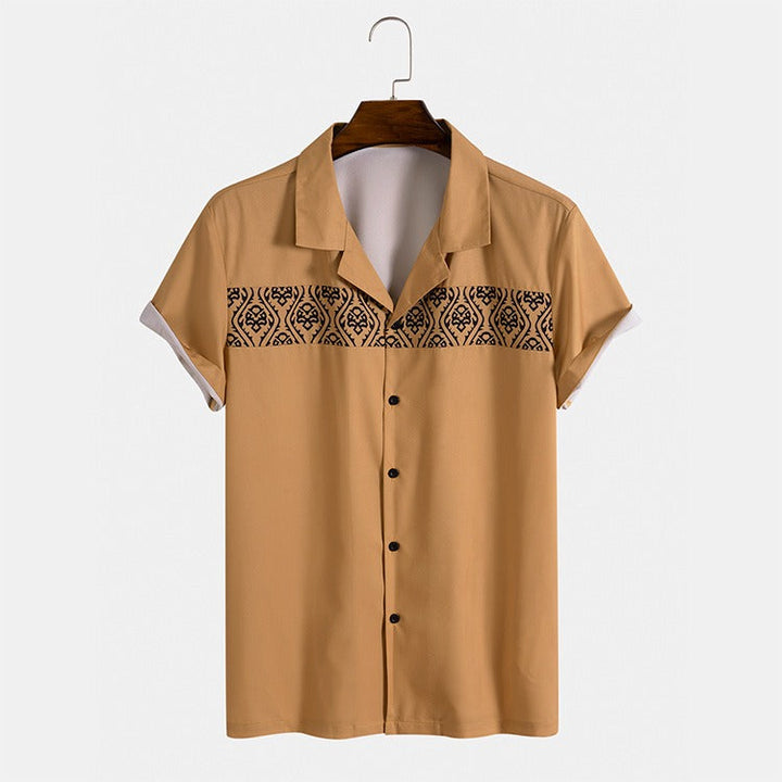 Chemise décontractée à manches courtes pour hommes avec broderie géométrique - Sven